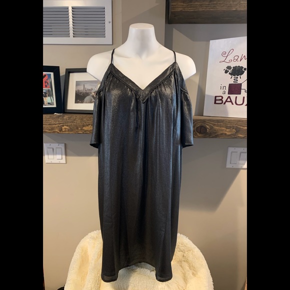 Loft Shimmer Cami Cold Shoulder Swing Dress - Picture 1 of 4